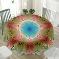 Psychedelic Kaleidoscope Print Waterproof Round Tablecloth