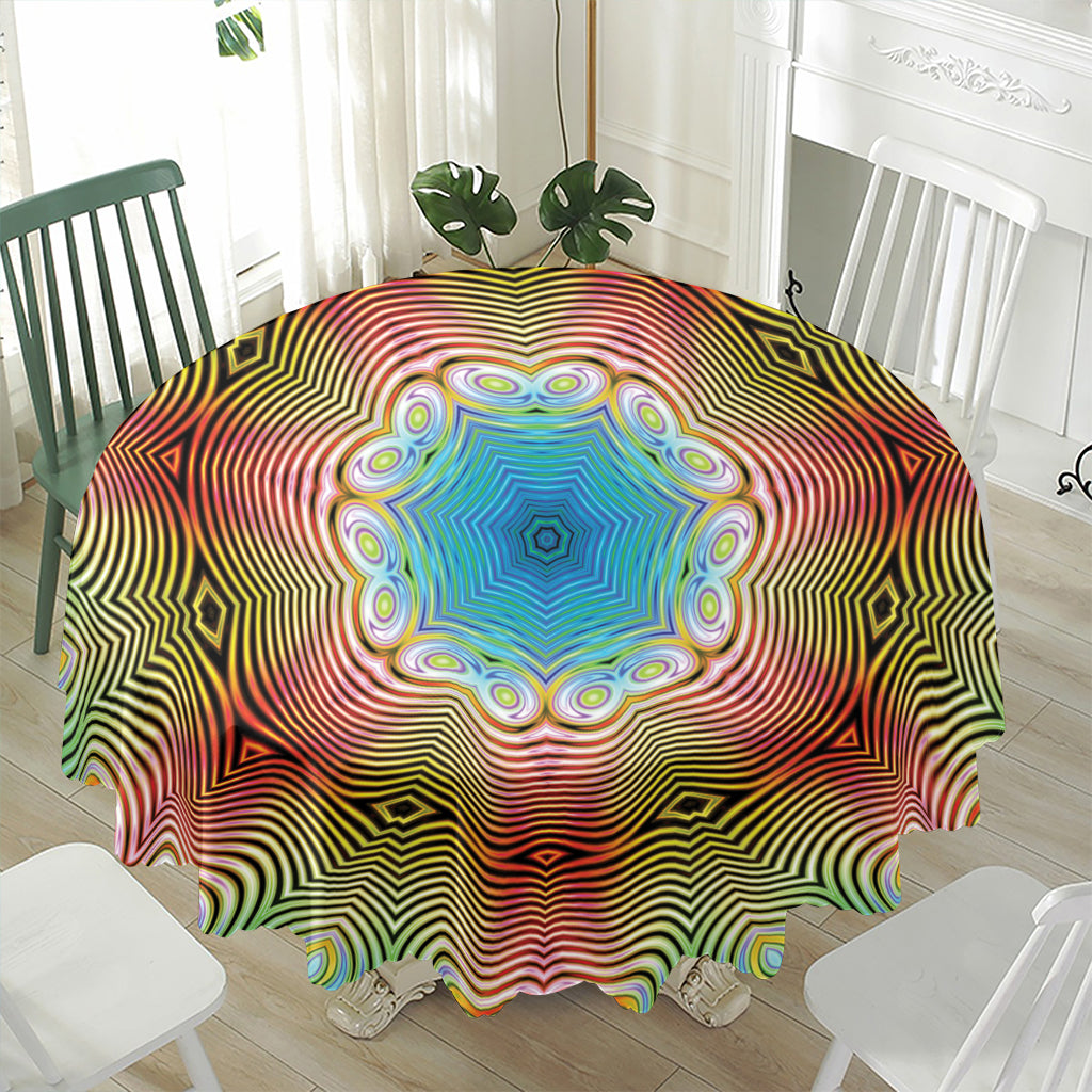Psychedelic Kaleidoscope Print Waterproof Round Tablecloth