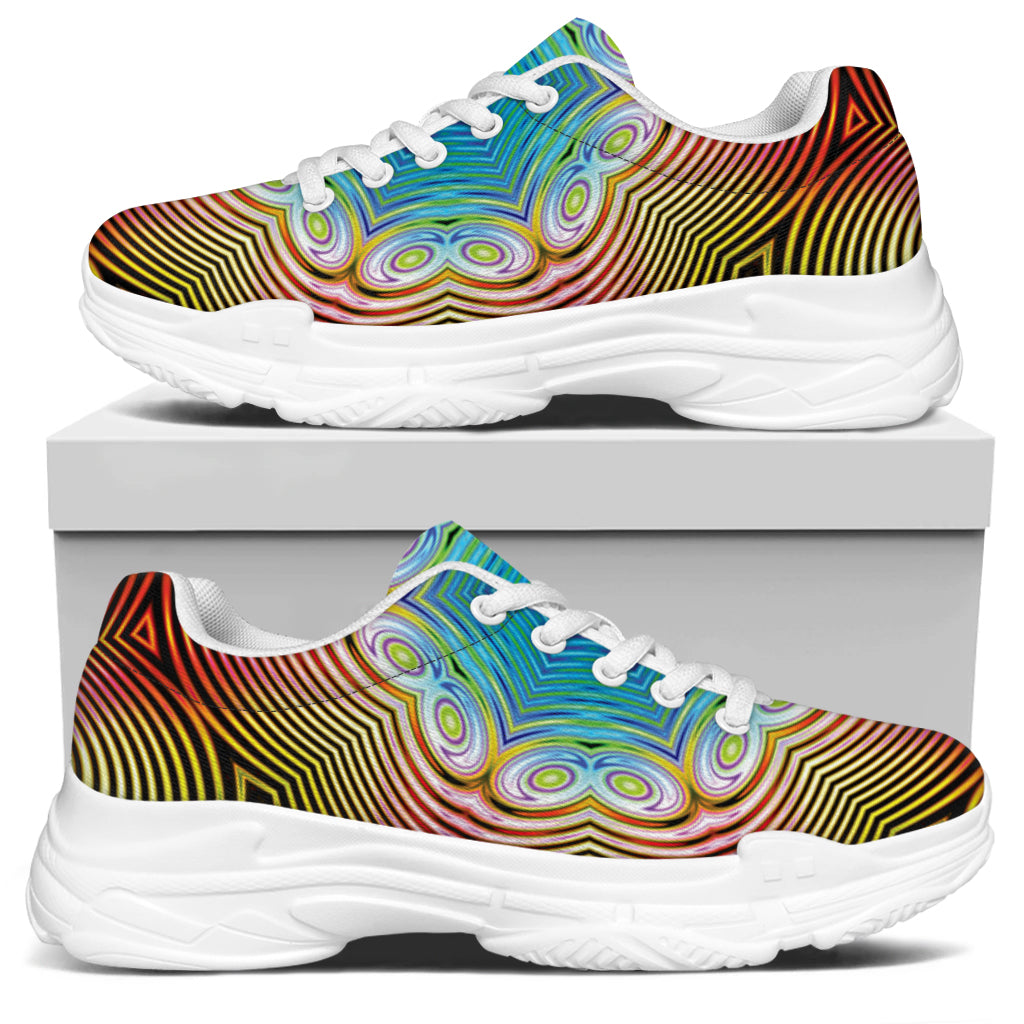 Psychedelic Kaleidoscope Print White Chunky Shoes