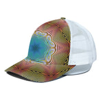 Psychedelic Kaleidoscope Print White Mesh Trucker Cap