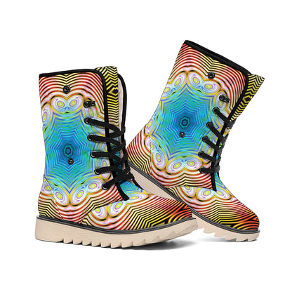 Psychedelic Kaleidoscope Print Winter Boots