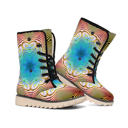 Psychedelic Kaleidoscope Print Winter Boots