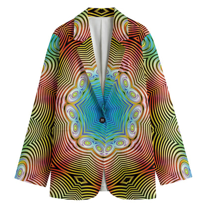 Psychedelic Kaleidoscope Print Women's Cotton Blazer