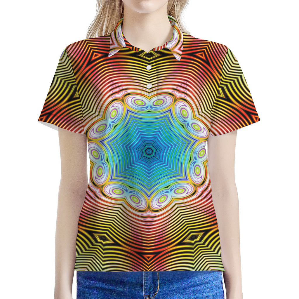 Psychedelic Kaleidoscope Print Women's Polo Shirt