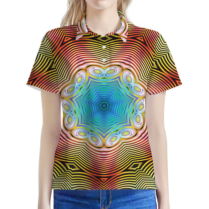 Psychedelic Kaleidoscope Print Women's Polo Shirt
