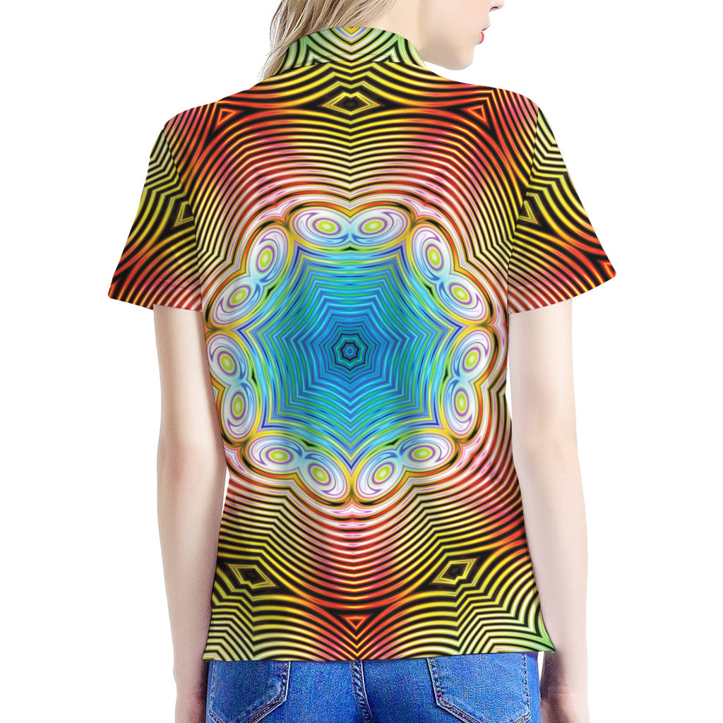 Psychedelic Kaleidoscope Print Women's Polo Shirt