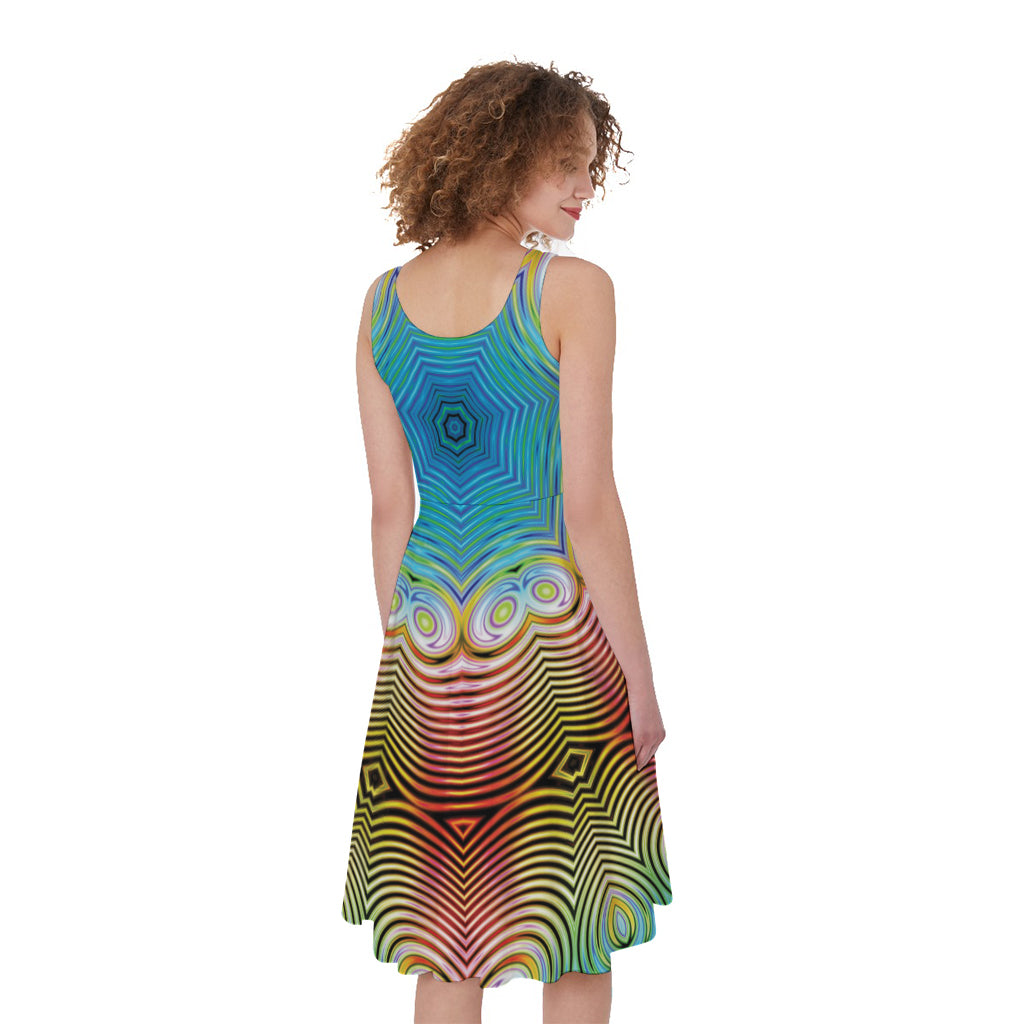 Psychedelic Kaleidoscope Print Women's Sleeveless Dress