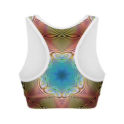 Psychedelic Kaleidoscope Print Women's Sports Bra