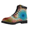 Psychedelic Kaleidoscope Print Padded Collar Lace Up Boots