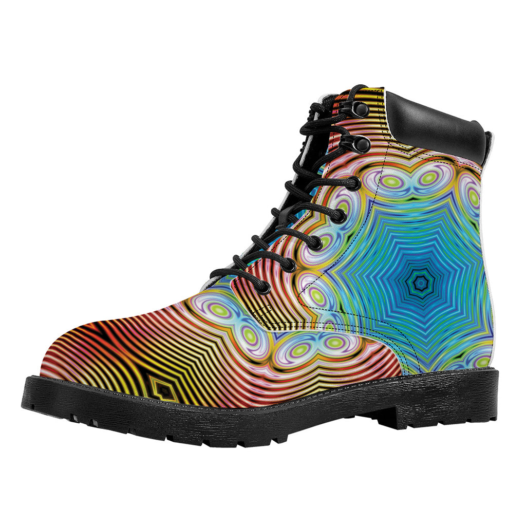 Psychedelic Kaleidoscope Print Work Boots