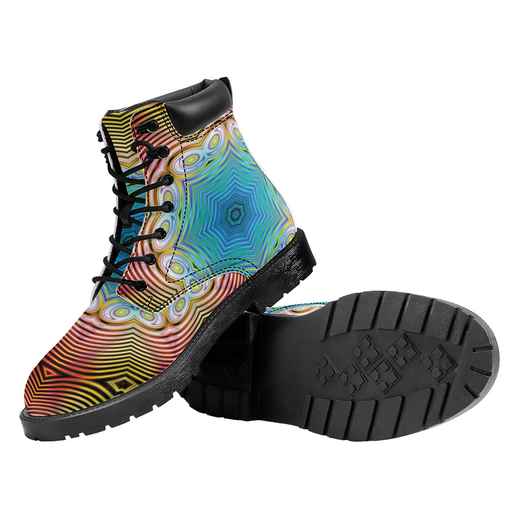 Psychedelic Kaleidoscope Print Work Boots