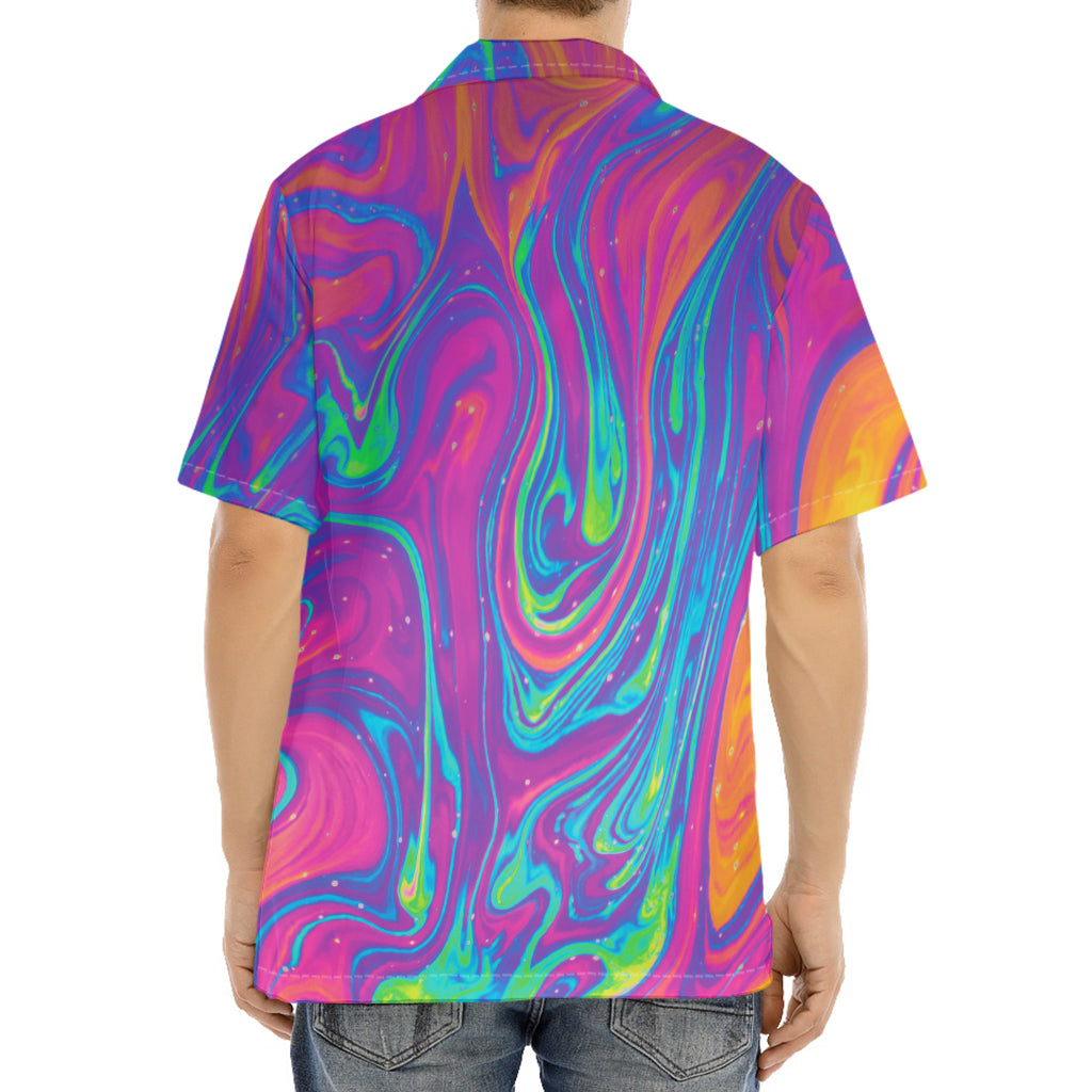 Psychedelic Liquid Print Aloha Shirt