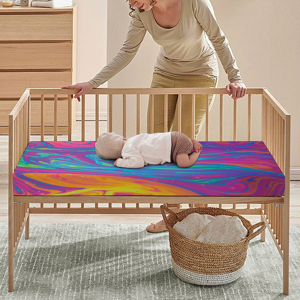Psychedelic Liquid Print Baby Crib Sheet