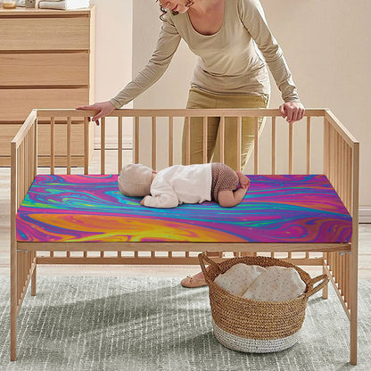 Psychedelic Liquid Print Baby Crib Sheet
