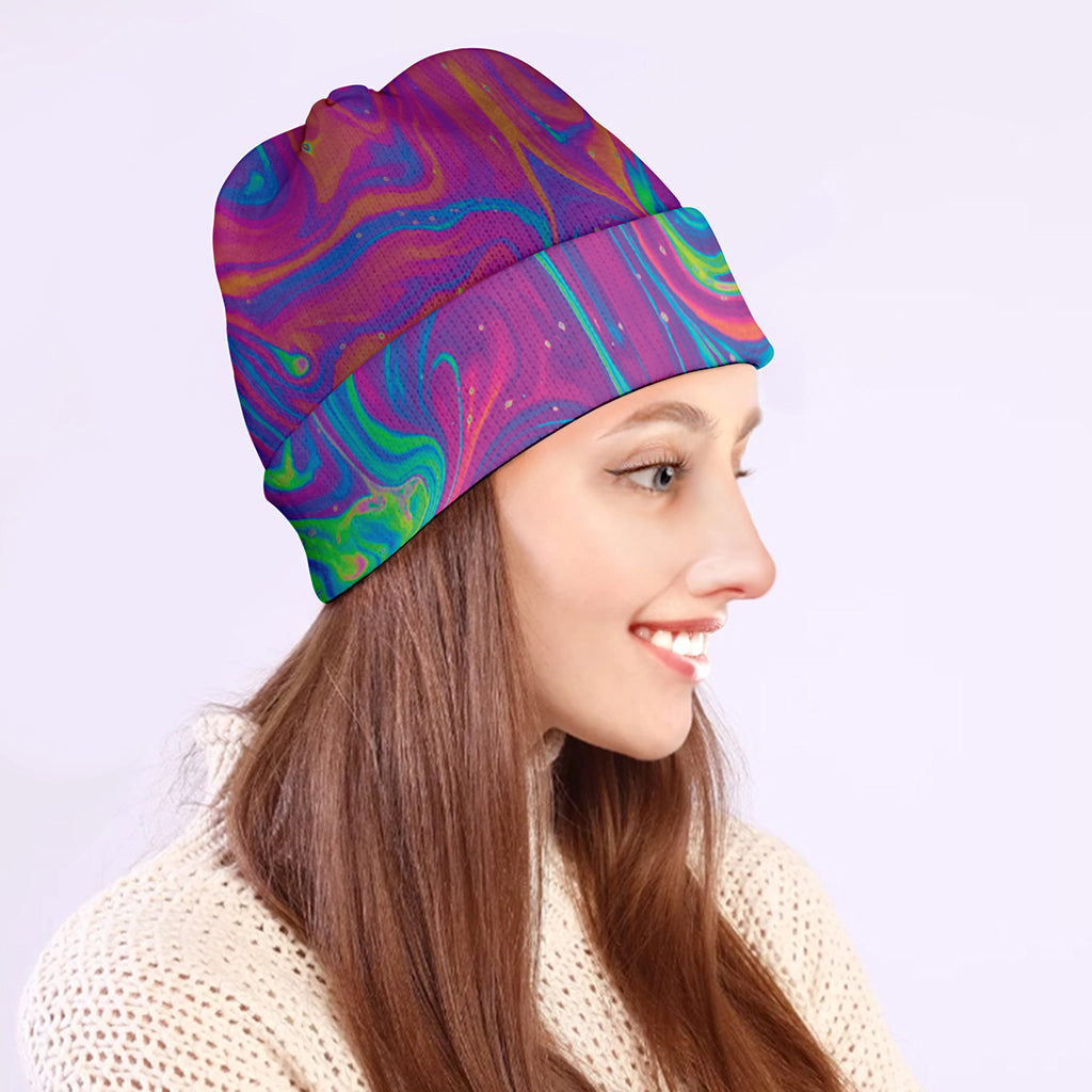 Psychedelic Liquid Print Beanie