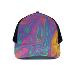 Psychedelic Liquid Print Black Mesh Trucker Cap