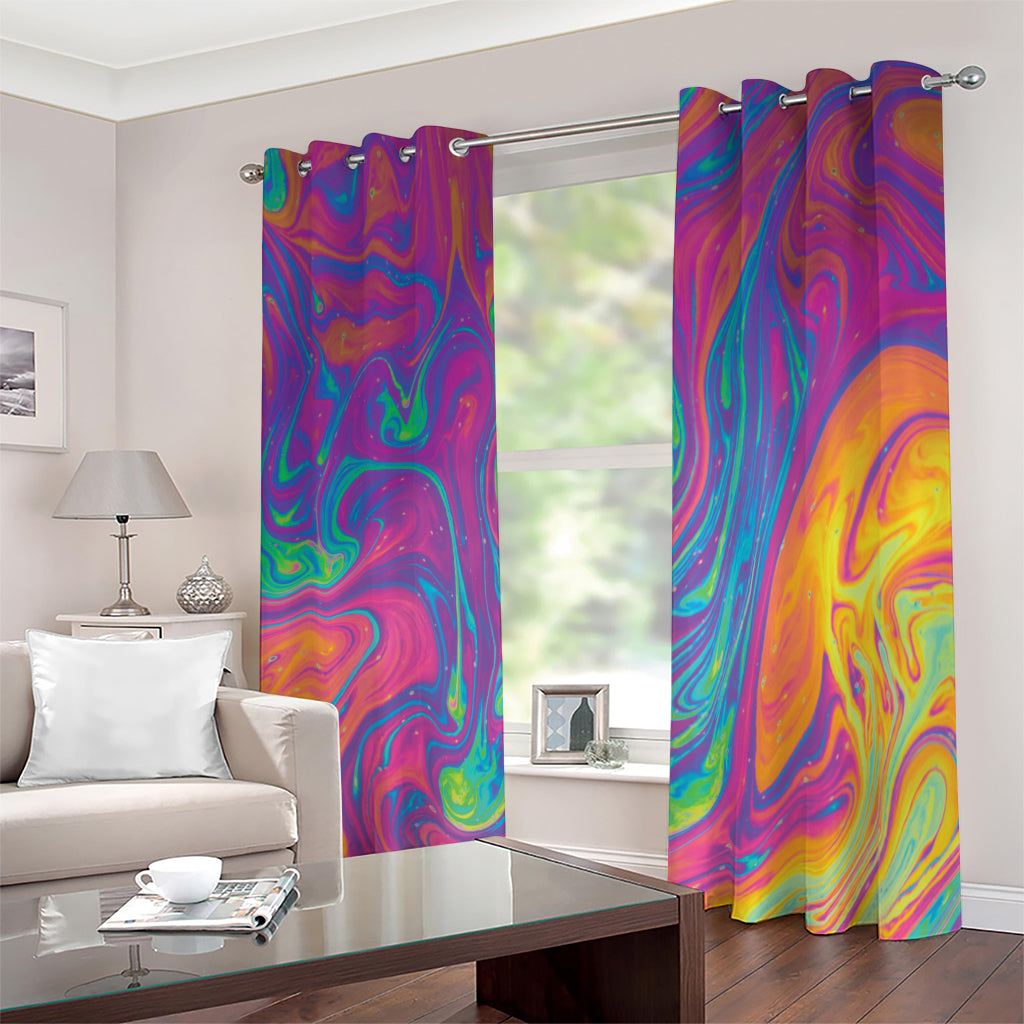 Psychedelic Liquid Print Blackout Grommet Curtains