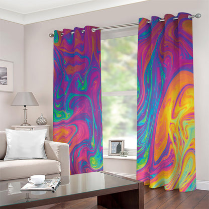 Psychedelic Liquid Print Blackout Grommet Curtains
