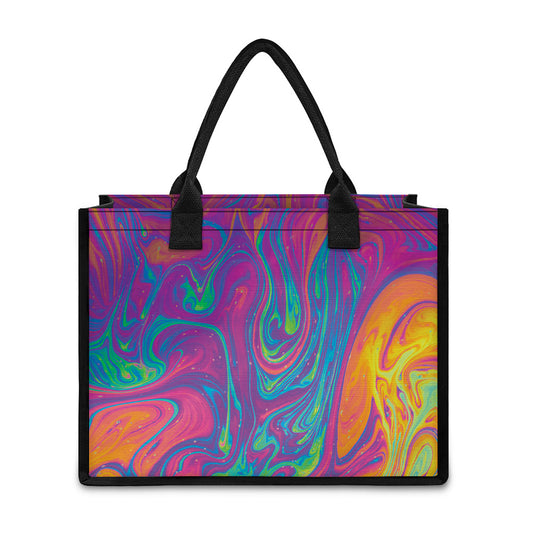 Psychedelic Liquid Print Canvas Tote Bag