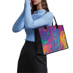 Psychedelic Liquid Print Canvas Tote Bag
