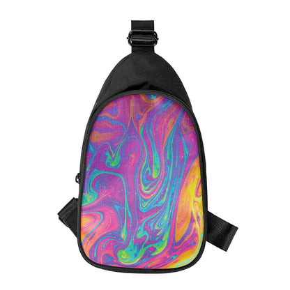 Psychedelic Liquid Print Chest Bag