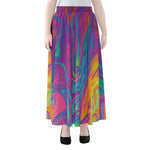 Psychedelic Liquid Print Chiffon Maxi Skirt