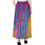 Psychedelic Liquid Print Chiffon Maxi Skirt