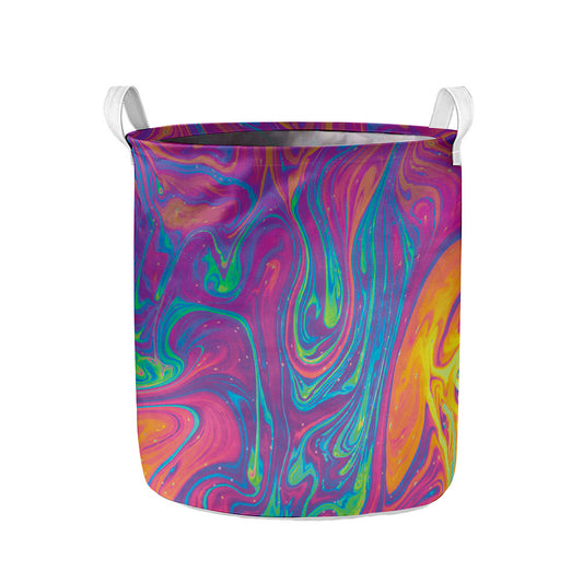 Psychedelic Liquid Print Collapsible Laundry Basket