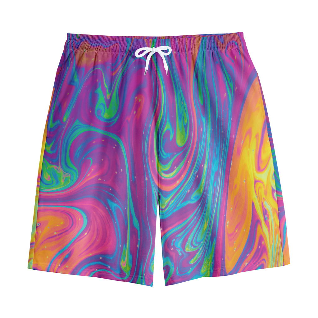 Psychedelic Liquid Print Cotton Shorts
