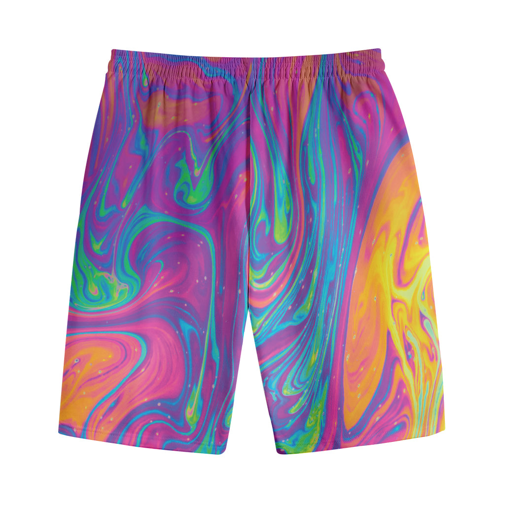 Psychedelic Liquid Print Cotton Shorts