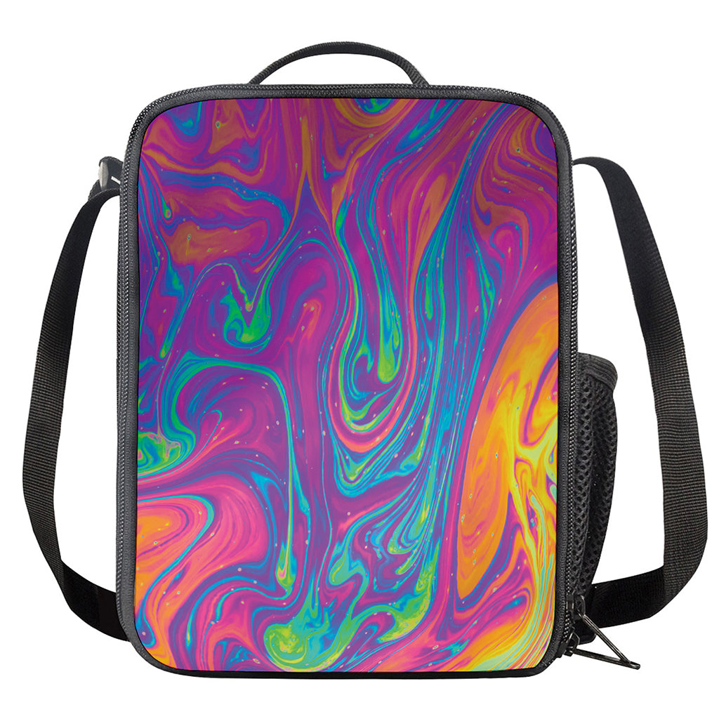 Psychedelic Liquid Print Crossbody Lunch Bag