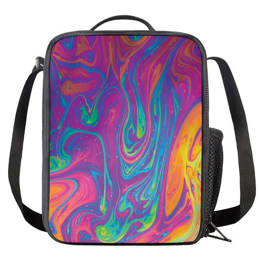 Psychedelic Liquid Print Crossbody Lunch Bag