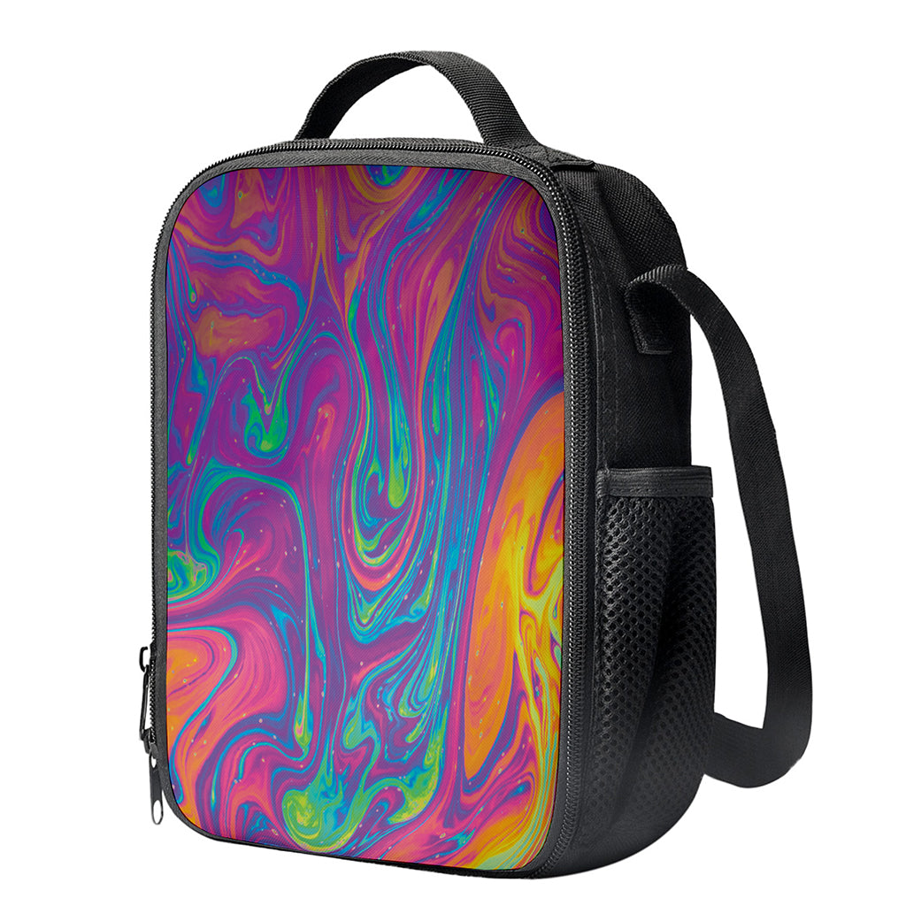 Psychedelic Liquid Print Crossbody Lunch Bag