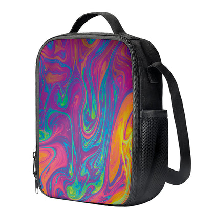 Psychedelic Liquid Print Crossbody Lunch Bag