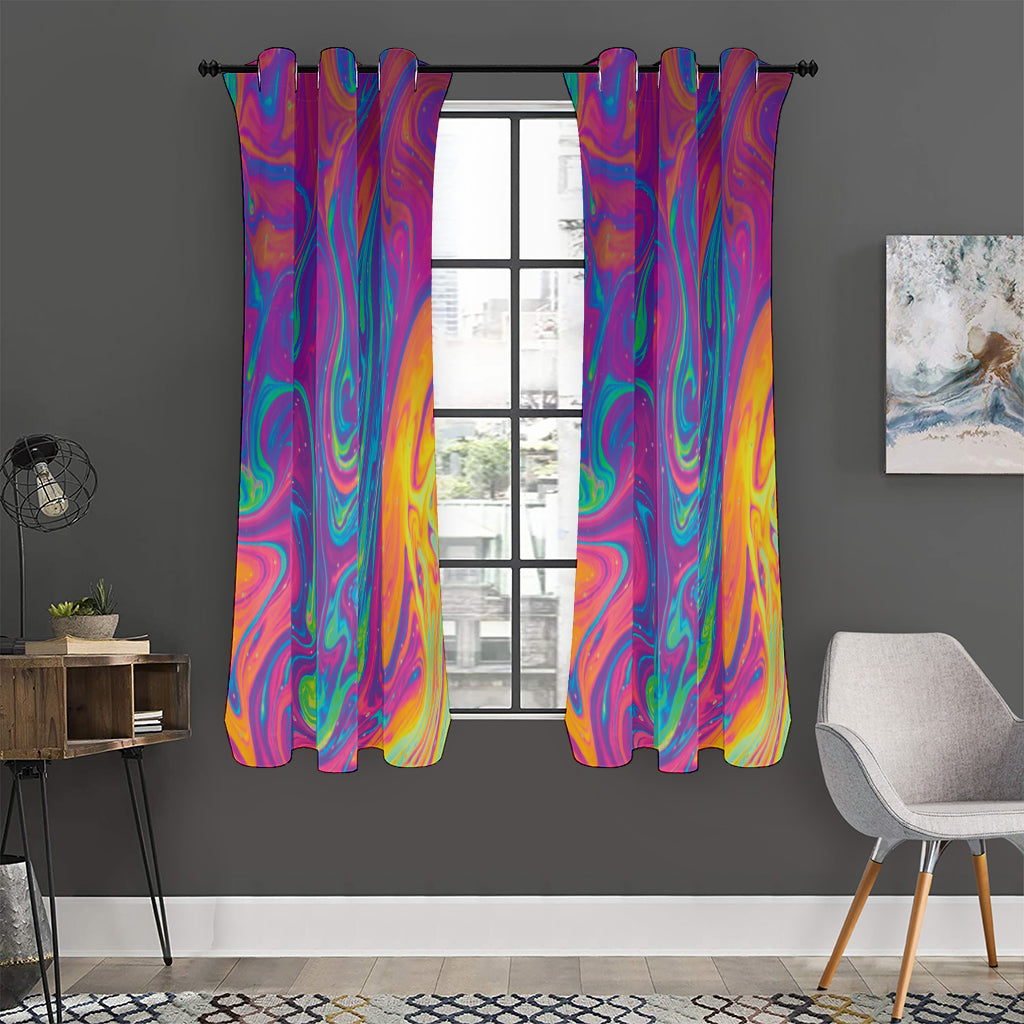 Psychedelic Liquid Print Curtain