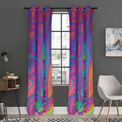Psychedelic Liquid Print Curtain