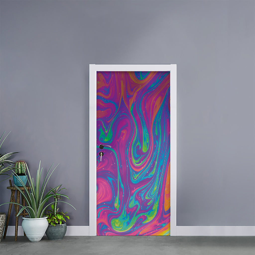 Psychedelic Liquid Print Door Sticker