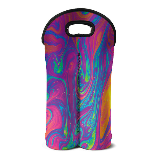 Psychedelic Liquid Print Double Neoprene Wine Tote