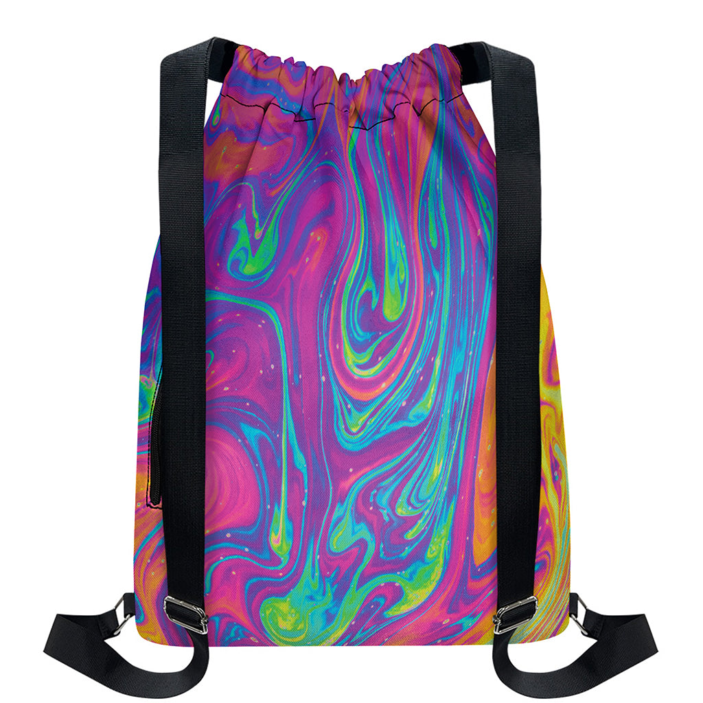 Psychedelic Liquid Print Drawstring Backpack