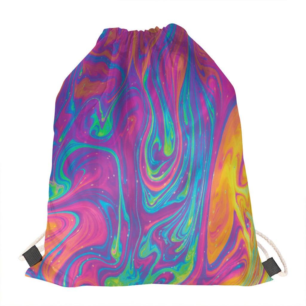 Psychedelic Liquid Print Drawstring Bag