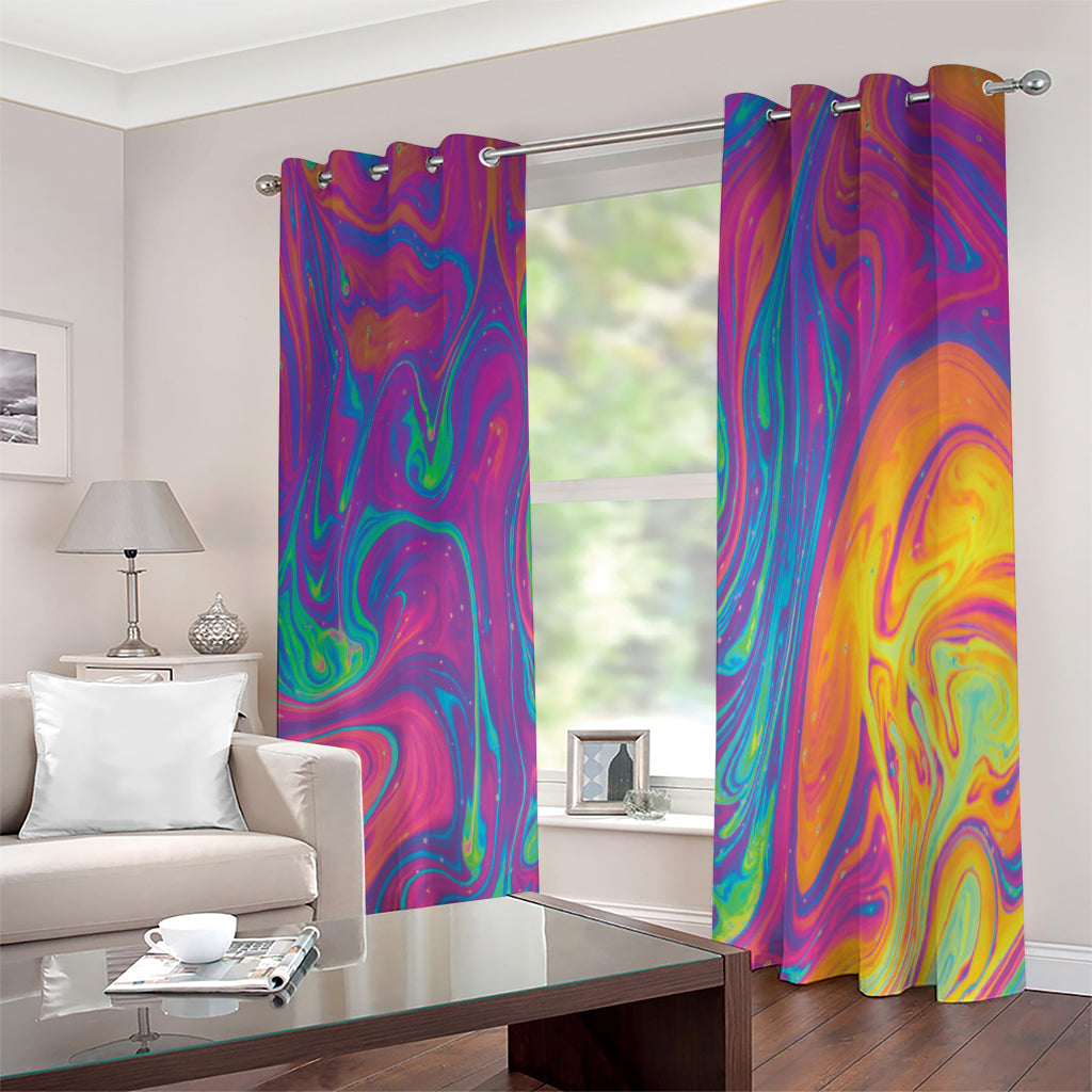 Psychedelic Liquid Print Extra Wide Grommet Curtains