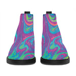 Psychedelic Liquid Print Flat Ankle Boots