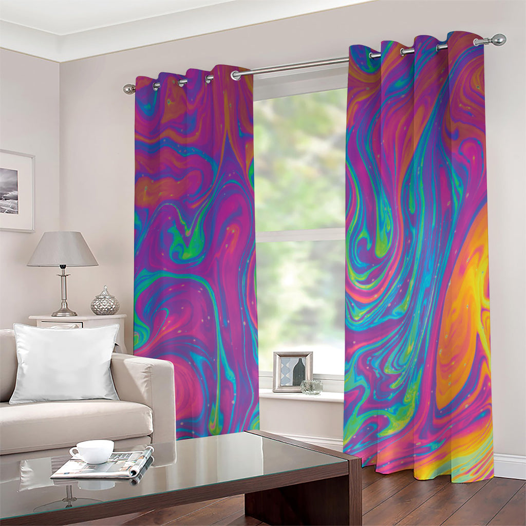 Psychedelic Liquid Print Grommet Curtains