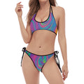 Psychedelic Liquid Print Halter Scoop Tie Side Bikini