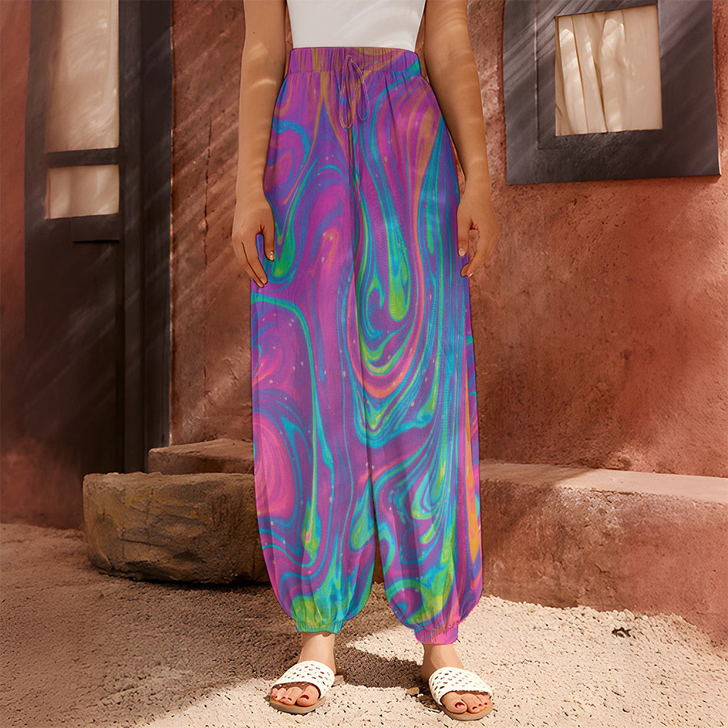 Psychedelic Liquid Print Harem Pants
