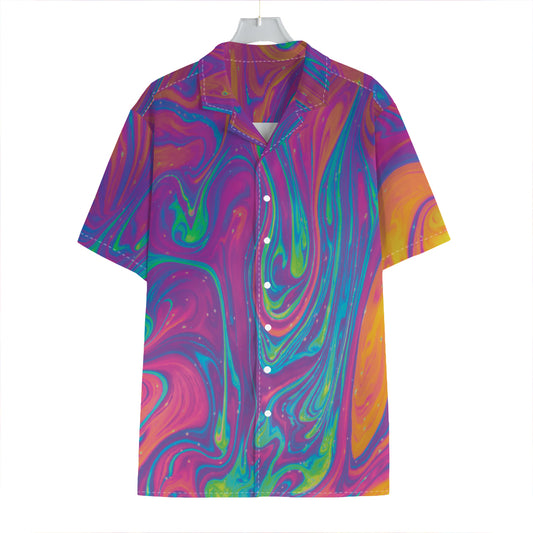 Psychedelic Liquid Print Hawaiian Shirt