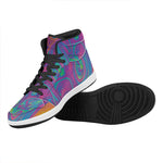 Psychedelic Liquid Print High Top Leather Sneakers