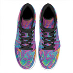Psychedelic Liquid Print High Top Leather Sneakers