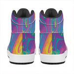Psychedelic Liquid Print High Top Leather Sneakers