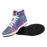 Psychedelic Liquid Print High Top Leather Sneakers